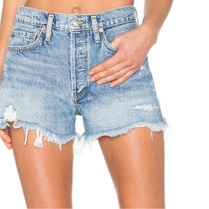 Agolde Parker Vintage Cut Off Short Denim Shorts Distressed button fly